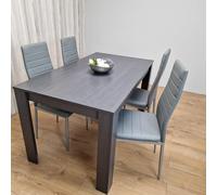 KOSY KOALA Dining Table & 4 Chairs Black Dark Grey Leather Grey Chairs Wood Dining Set Furniture KOSY KOALA Dark Grey