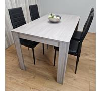 KOSY KOALA Dining Table & 4 Chairs Grey 4 Black Leather Chairs Wood Dining Set Furniture in Brown