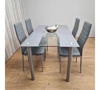 Grey Dining Table Set with 4 Chairs - Grey