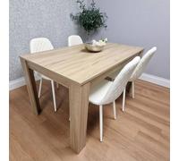 KOSY KOALA Dining Table & 4 Chairs Oak Effect Table With 4 White Chairs Dining Room Furniture in Brown