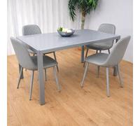 KOSY KOALA Dining Table & 4 Chairs Set Modern Grey Glass Table With 4 Grey Gem Chairs Dining Room Furniture in Brown KOSY KOALA Brown