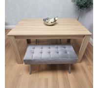 Kosy Koala Dining Table And 2 Benches Oak Effect Table With 2 Grey Velvet Benches Dining Room Furniture