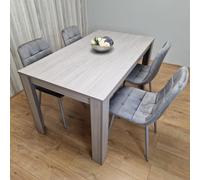 Kosy Koala Dining Table And 4 Chairs Grey 4 Grey Velvet Chairs Wood Dining Set Furniture