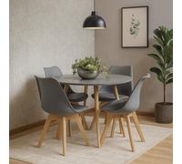 Kosy Koala Dining Table And 4 Chairs Grey Round Table With 4 Grey Plastic Chairs Dining Room Furniture