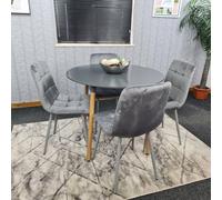 Kosy Koala Dining Table And 4 Chairs Grey Round Table With 4 Grey Velvet Chairs Dining Room Furniture In Brown Brown One Size