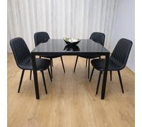 Kosy Koala Dining Table And 4 Chairs Modern Black Glass Table With 4 Black Chairs Dining Room Furniture
