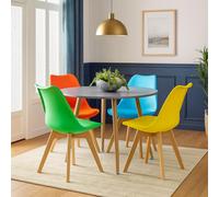 Kosy Koala Dining Table And 4 Chairs Modern Grey Round Table With 4 Mix Plastic Chairs Dining Room Furniture
