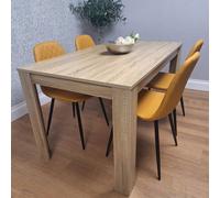 Kosy Koala Dining Table And 4 Chairs Oak Effect Table With 4 Mustard Chairs Dining Room Furniture In Beige Beige One Size