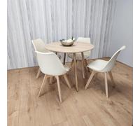 Kosy Koala Dining Table And 4 Chairs Round Wood Effect 4 Cream Plastic Chairs Dining Set