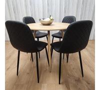 Kosy Koala Dining Table And 4 Chairs Round Wood Effect Table With 4 Grey Chairs Dining Room Furniture