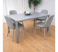 Kosy Koala Dining Table And 4 Chairs Set Modern Grey Glass Table With 4 Grey Gem Chairs Dining Room Furniture In Brown Brown