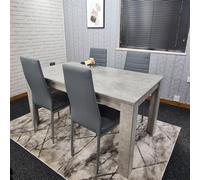 Kosy Koala Dining Table And 4 Chairs Set - Stone Grey Effect Table With 4 Grey Chairs Dining Set