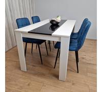 Kosy Koala Dining Table And 4 Chairs Set White Black Table With 4 Blue Velvet Chairs Dining Room Furniture In Brown Brown One Size