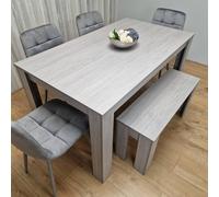 Kosy Koala Dining Table And 4 Chairs With Bench Grey 4 Grey Velvet Chairs Wood Dining Set Furniture In Brown Brown