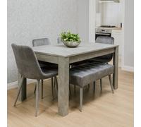 Kosy Koala Dining Table And 4 Chairs With Bench Stone Grey Effect Wood Table - Dining Room