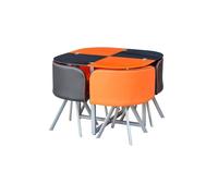 Kosy Koala Dining Table And 4 Velvet Chairs Space Saver Black And Orange Kitchen Set Orange One Size