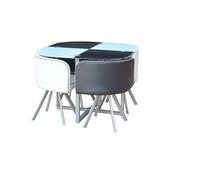 Kosy Koala Dining Table And 4 Velvet Chairs Space Saver Black And White Kitchen Set Multi One Size