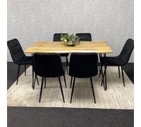Kosy Koala Dining Table And 6 Black Velvet Chairs Set Stylish Dining Room Furniture