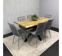 Kosy Koala Dining Table And 6 Chairs Modern Dining Table Set With 6 Grey Velvet Chairs Dining Room Furniture In Brown Brown One Size