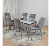 Kosy Koala Dining Table And 6 Chairs Modern Grey Glass Table With 6 Grey Chairs Dining Room Furniture