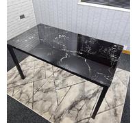 KOSY KOALA Dining Table Black Glass Kitchen Place for 6 Seats, Dining Table Only