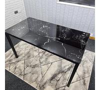 Kosy Koala Dining Table Black Glass Kitchen Place For 6 Seats, Dining Table Only (Black H 75 X L 134 X W 70 Cm)