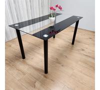 KOSY KOALA STUNNING GLASS BLACK AND CLEAR DINING TABLE (Table only,no chairs)