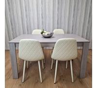 Kosy Koala Dining Table In Grey With 4 Cream Stitched Padded Chairs Kitchen Dining Table For 4 Dining Room Dining Set