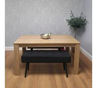 Kosy Koala Dining Table Set Oak Effect Table With 2 Black Velvet Benches Dining Furniture Set