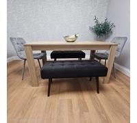 Kosy Koala Dining Table Set Oak Effect Table With 2 Grey Velvet Dining Chairs And 2 Black Benches