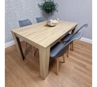 Kosy Koala Dining Table Set Oak Effect Table With 4 Grey Plastic Chairs Dining Room Furniture