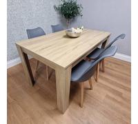 Kosy Koala Dining Table Set Oak Effect Table With 4 Grey Plastic Chairs Dining Room Furniture Multi