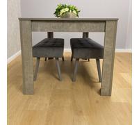 KOSY KOALA Dining Table Set Of Modern Grey Table & 2 Grey Velvet Benches Dining Room Furniture in Brown KOSY KOALA Brown
