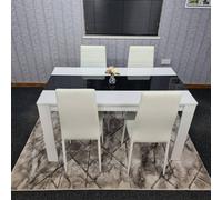 Kosy Koala Dining Table Set White And Black Table With 4 White Chairs Dining Room Furniture In Brown Brown