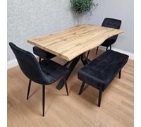 Kosy Koala Dining Table Set With 2 Black Chairs And 2 Benches Kitchen Dining Room Furniture
