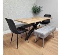 Kosy Koala Dining Table Set With 2 Black Chairs And 2 Grey Benches Kitchen Dining Room Furniture