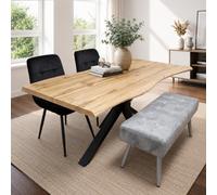 Kosy Koala Dining Table Set With 2 Black Velvet Chairs And 1 Grey Bench Dining Room Furniture Set