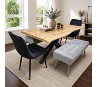 Kosy Koala Dining Table Set With 2 Black Velvet Chairs And 2 Grey Velvet Benches Dining Room Furniture