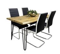 Kosy Koala Dining Table Set With 4 Black Faux Leather Chairs Dining Furniture Black