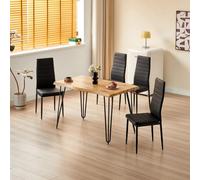 Kosy Koala Dining Table Set With 4 Black Faux Leather Chairs Modern Kitchen Dining Room Furniture