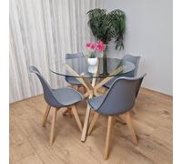 Kosy Koala Dining Table Set With 4 Chairs Dining Room, And Kitchen Table Set Of 4 In Clear Clear One Size