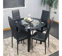 Dining Table Set with 4 Chairs Dining Room and Kitchen table set of 4 KOSY KOALA Black One Size
