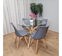 KOSY KOALA Dining Table Set with 4 Chairs Dining Room, & Kitchen table set of 4 in Clear KOSY KOALA Clear