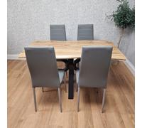 Kosy Koala Dining Table Set With 4 Grey Faux Leather Chairs Kitchen Dining Room Furniture