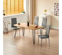 Kosy Koala Dining Table Set With 4 Grey Faux Leather Chairs Modern Kitchen Dining Room Furniture