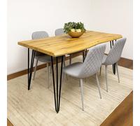 Kosy Koala Dining Table Set With 4 Grey Gem Pattern Chairs Modern Kitchen Dining Room Furniture