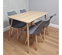 Kosy Koala Dining Table Set With 4 Grey Tulip Chairs Home Kitchen Dining Furnitur In Beige