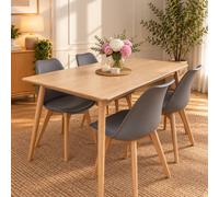 KOSY KOALA Dining Table Set With 4 grey Tulip Chairs Home Kitchen Dining Furnitur in Beige | Size: 120cm x 70cm