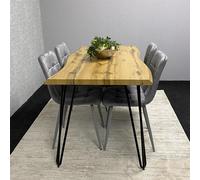 Kosy Koala Dining Table Set With 4 Grey Velvet Chairs Modern Kitchen Dining Room Furniture