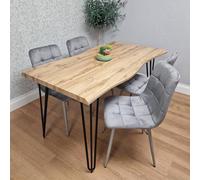 Kosy Koala Dining Table Set With 4 Grey Velvet Chairs Modern Kitchen Dining Room Furniture In Brown Brown One Size